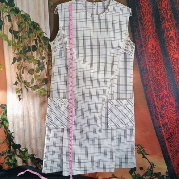 ECU: Vintage 70s Hob-nobbe White Plaid Mod Shift Dress Pockets Size see desc - Picture 6 of 7
